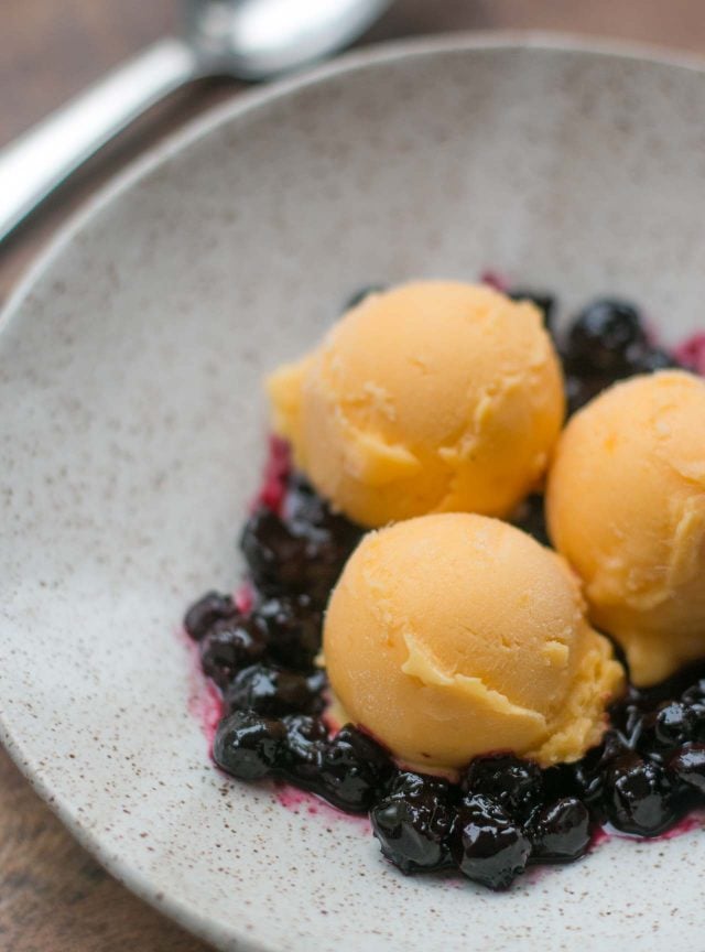 Mango Frozen Yogurt with Blueberry Compote | Homemade Frozen Yogurt Recipes for a Real Treat