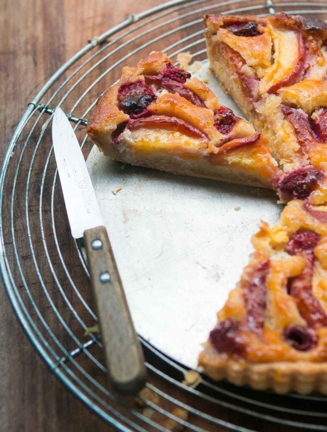 Frangipan French fruit tart recipe with nectarines and raspberries