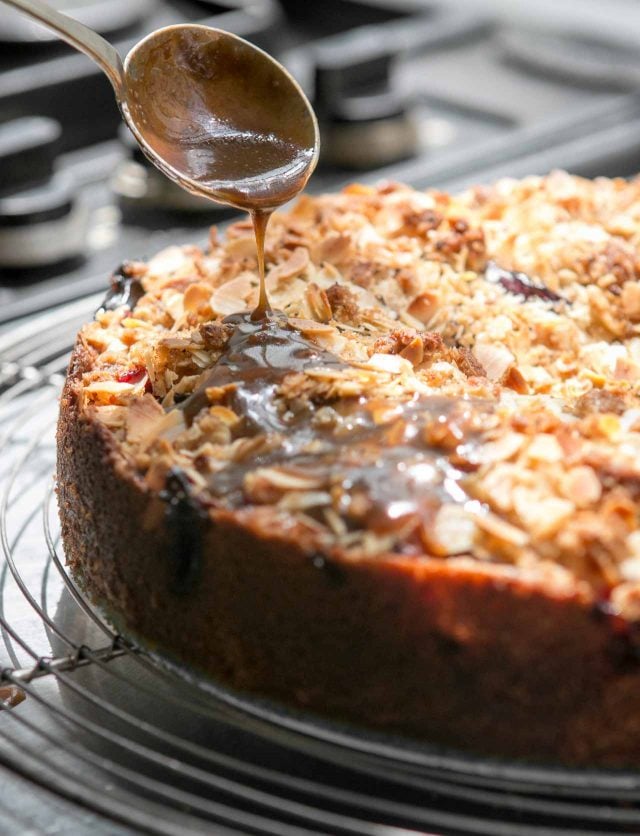 Spiced Plum cake recipe with toffee glaze