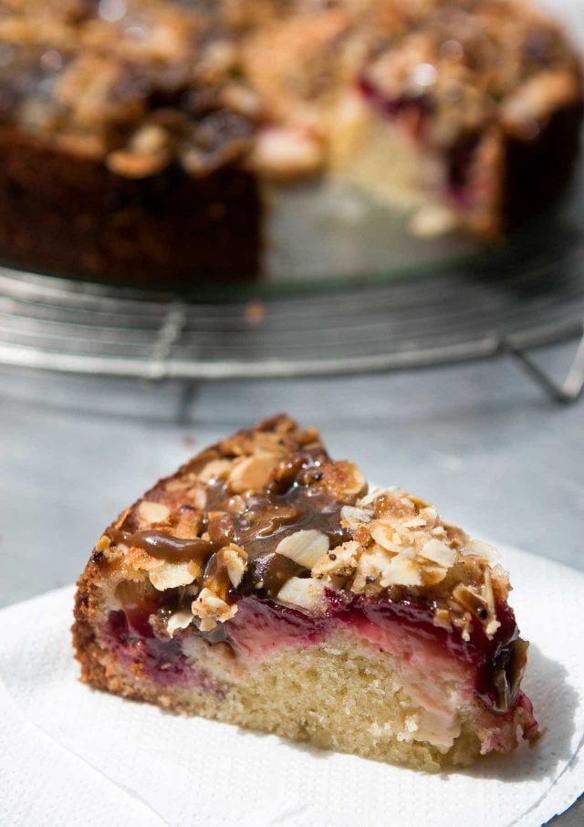 Spiced Plum Cake with Toffee Glaze