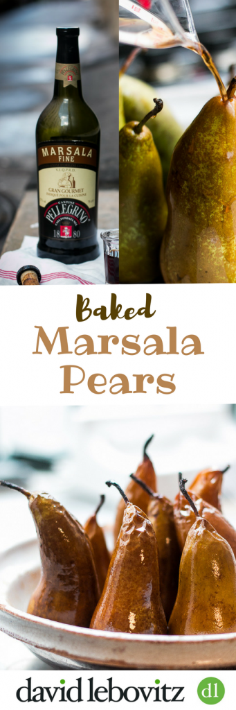Warm baked pears oven-roasted in Marsala wine - a perfect, no-effort winter dessert recipe!