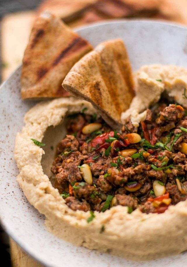 Hummus recipe with spiced lamb