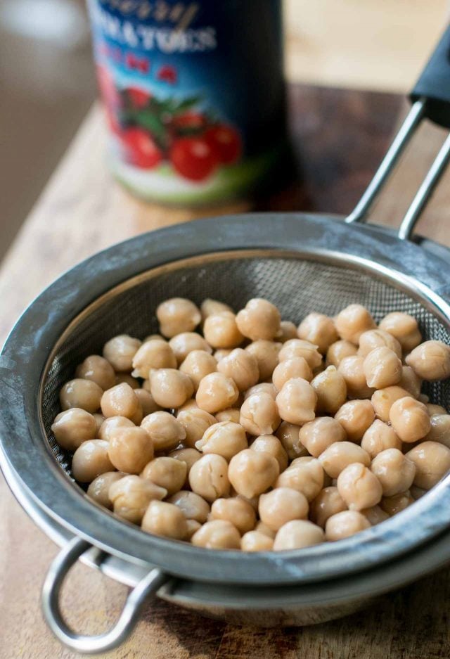 Chickpeas for Hummus recipe with spiced lamb