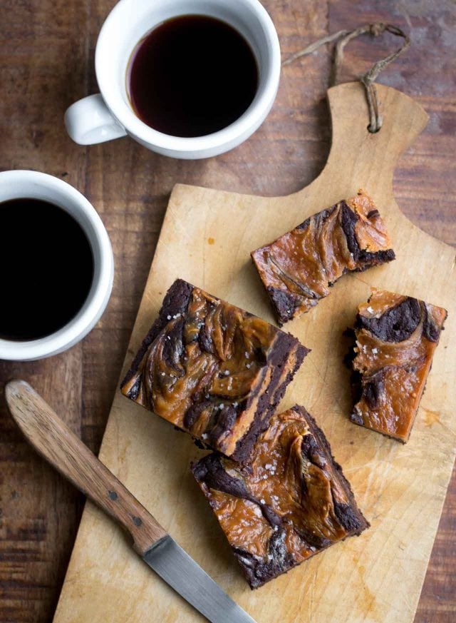 Chocolate brownie recipe with salted butter cream cheese swirl