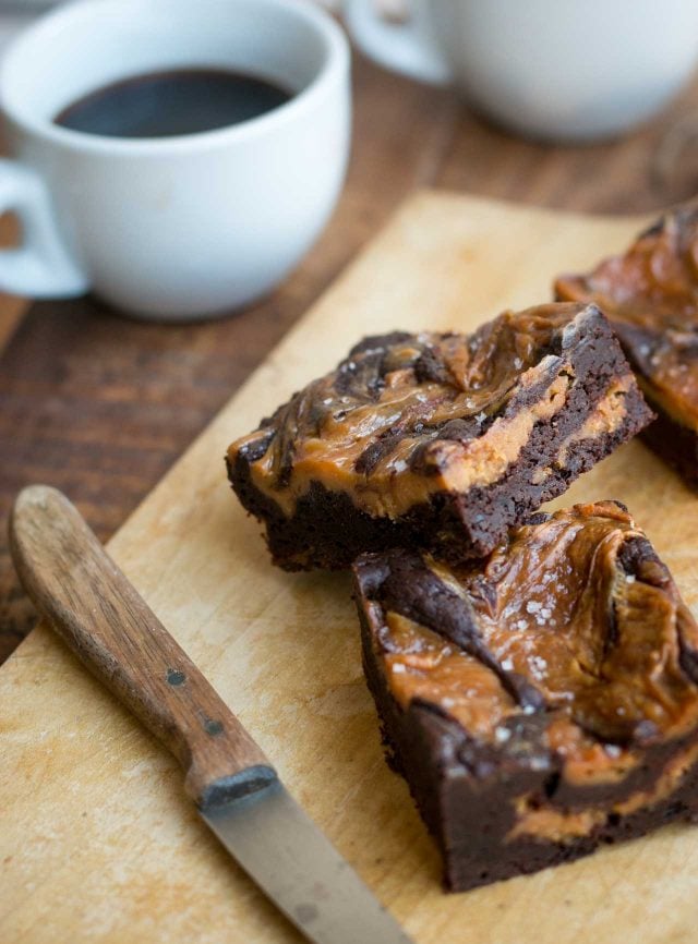 Chocolate brownie recipe with salted butter cream cheese swirl