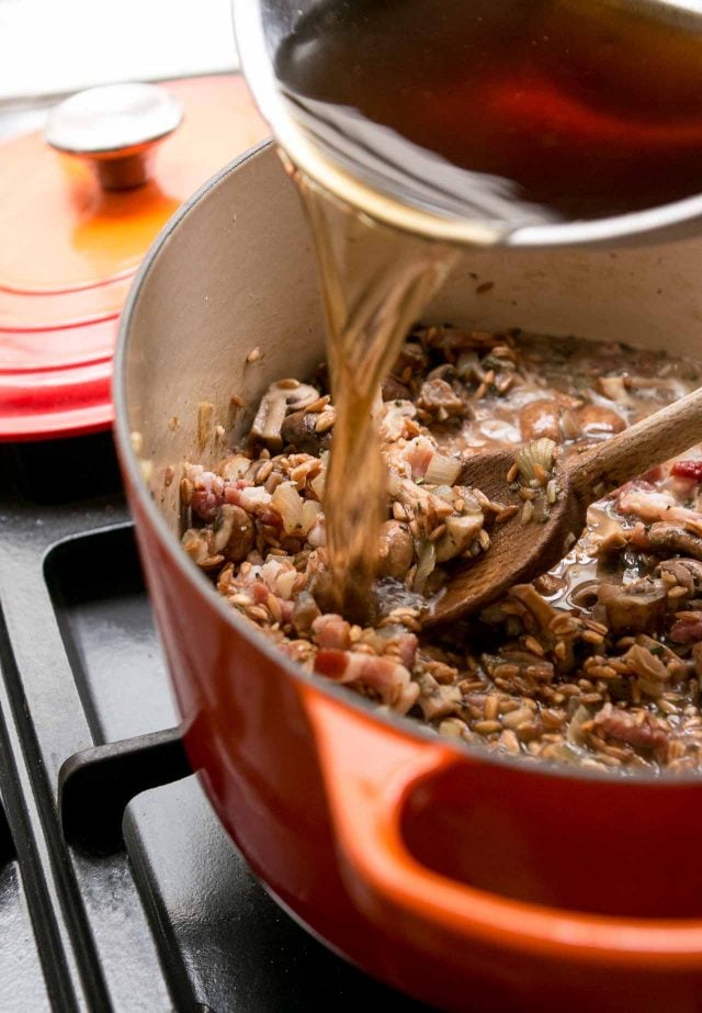 Mushroom Bacon Farro Risotto