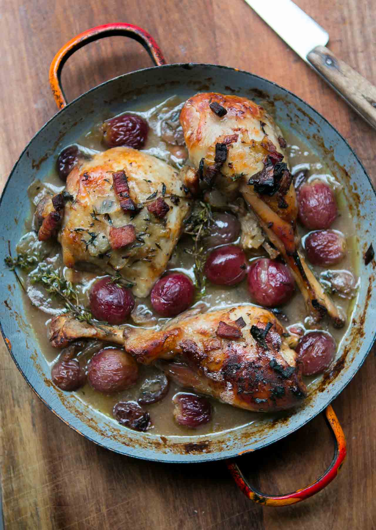 French Wineharvesters Chicken - rustic cooking scene
