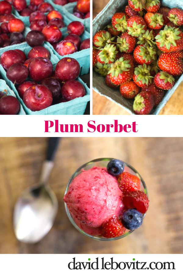 A tangy treat! Seasonal Plum Sorbet, perfect with fresh fruit or berries