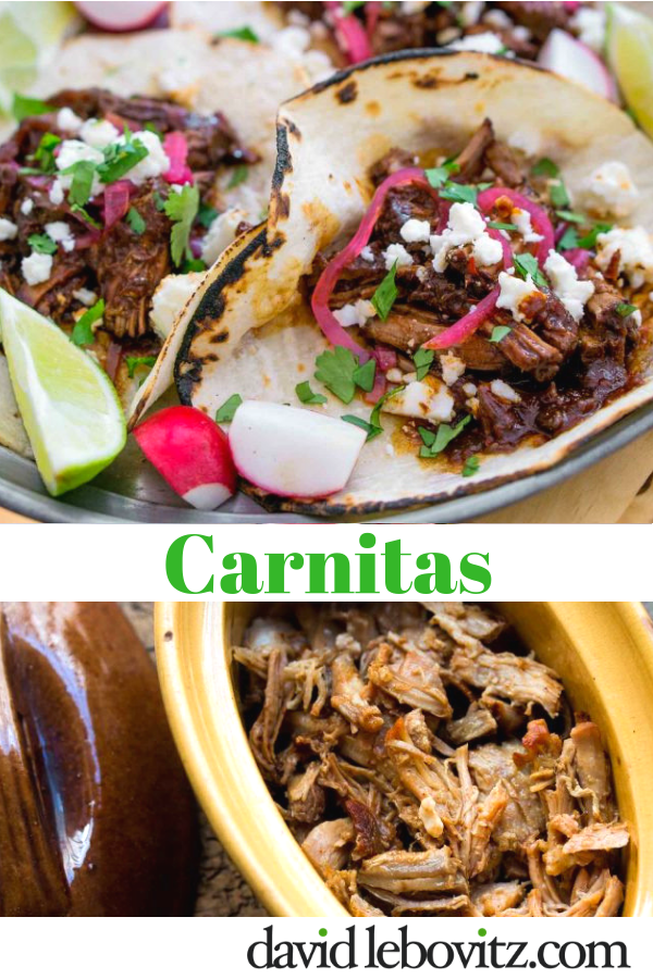 A recipe for Mexican carnitas, pulled pork, perfect for tacos or a Mexican food fiesta!