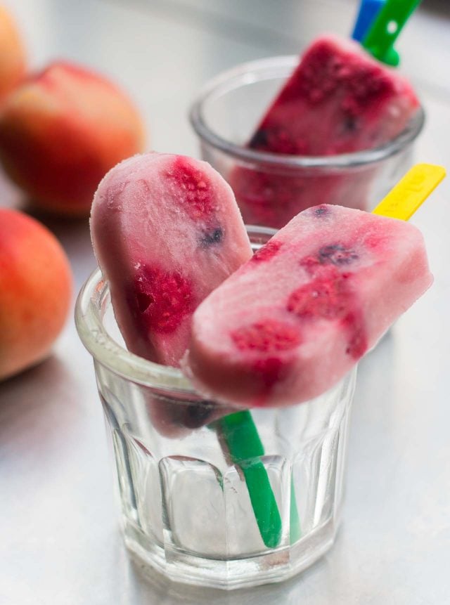 Peach Frozen Yogurt Popsicles - Culinary Ginger